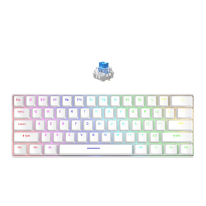 Teclado para juegos con interruptor azul 60 por ciento Gamer Teclado compacto 61 teclas LED retroiluminado ordenador PC con cable Teclado mecánico blanco - Product Image 1