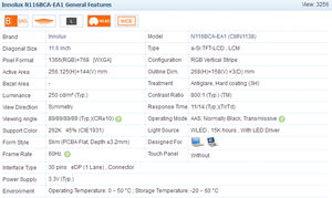 Original Innolux 11.6&quot; 1366x768 TFT Laptop LCD Display Screen <strong>N116BCA</strong>-<strong>EA1</strong> LCD Panel - Product Image 6