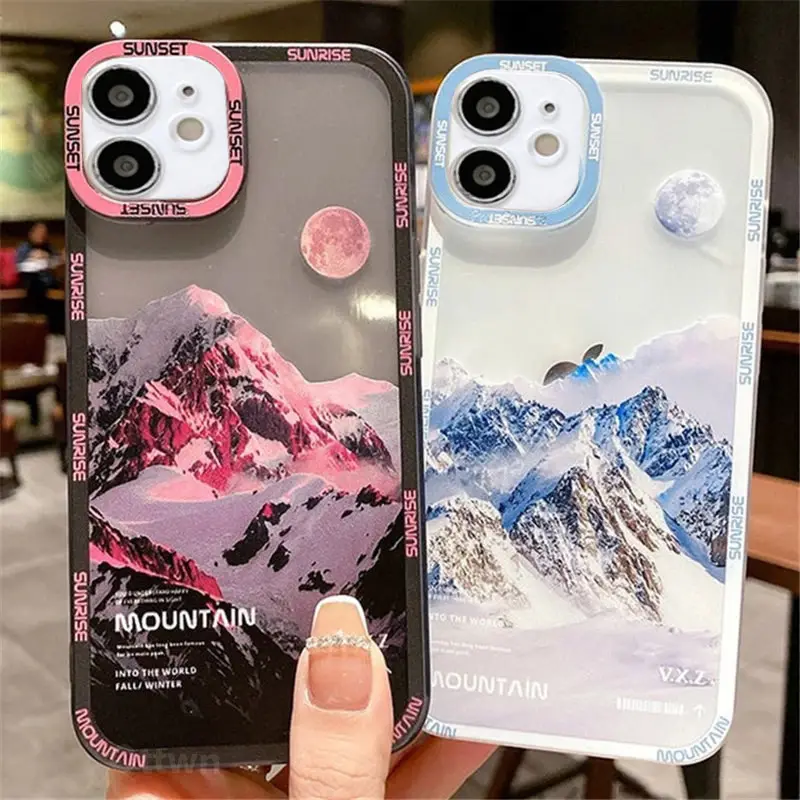 Snow Mountain เคสโทรศัพท์กันกระแทก,สำหรับ iPhone 12 Mini 11 Pro Max XR X XS Max 7 8 Plus กันกระแทกแบบนิ่มฝาหลังสีใส