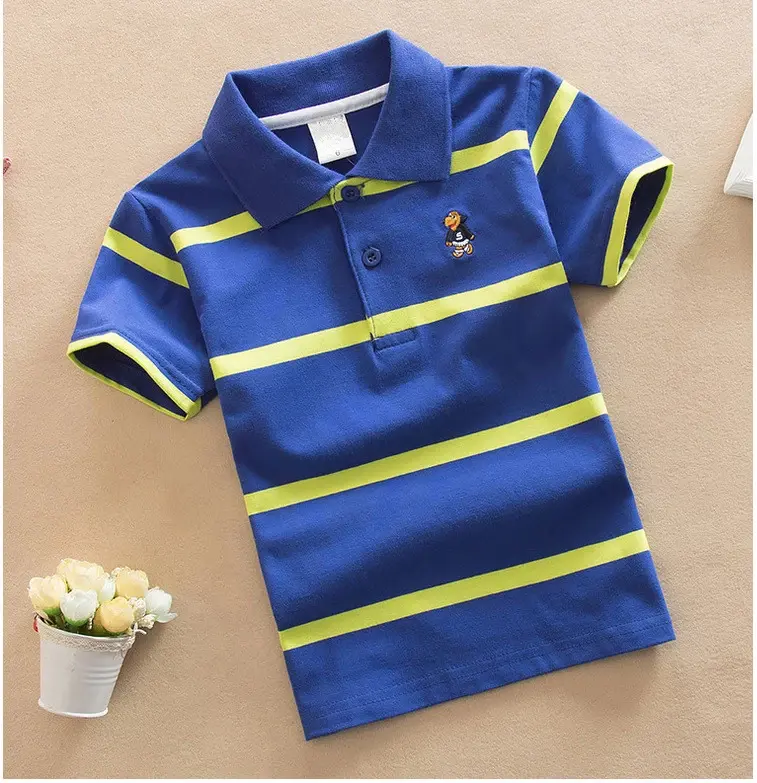 Polo de algodón a rayas para niños de 0 a 15 años, 100%