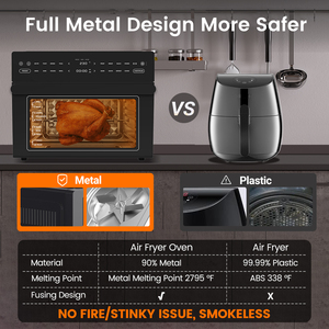 Friggitrice a schermo digitale 1800W forno 30L capacità 10 programmi preimpostati in acciaio inox Touch pulsante di controllo elettrico domestico - Product Image 5