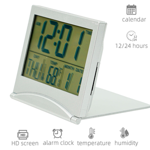 Muss großen LCD-Bildschirm kaufen 12/24 Stunden Format Temperatur Luftfeuchtigkeit Countdown Timer wasserdicht faltbarer Desktop-Wecker - Product Image 2