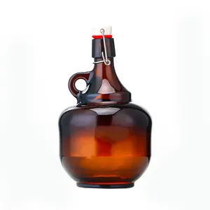1L 2L açık geçirmez kahverengi mühürlü kendinden demlenmiş kaliforniya şarap cam şişe kapak ve kolu ile - Product Image 3