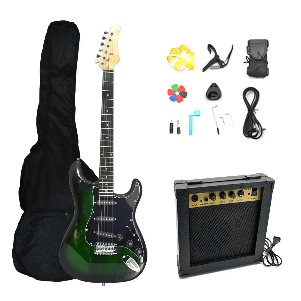 E-Gitarre 39 "Zoll Komplettes Starter-Kit für Anfänger in voller Größe mit 10-W-Ampere-Paket Enthält alle Zubehörs ätze