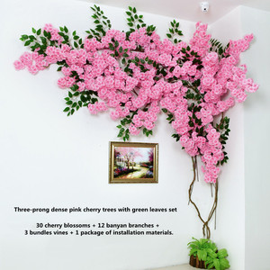 Trang trí tường cây nho hoa anh đào chủ đề sự kiện đám cưới Câu Lạc Bộ khách sạn cafe nhà hoa anh đào màu hồng cây anh đào nhân tạo - Product Image 4
