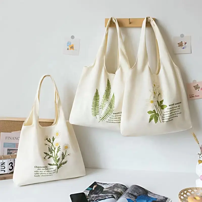 Chuanghua — sac en toile et coton imprimé de Logo personnalisé, fourre-tout, pour le Shopping, réutilisable, de haute qualité, en toile, vente en gros