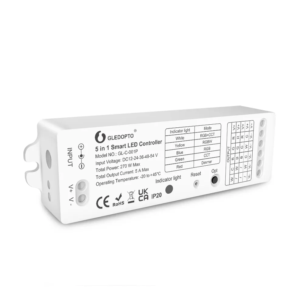 ZIGBEE PRO 5-em-1 controlador de led inteligente DC 12-54V 2.4G controle remoto RF GL-C-001P Dimmer LED strip controller pro