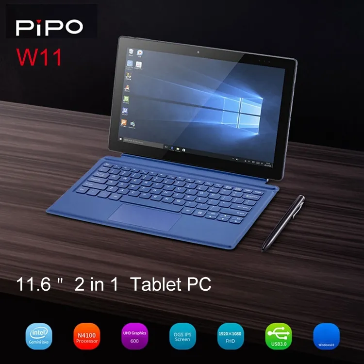 Originale Della Fabbrica PIPO W11 2 in 1 Win10 Tablet PC da 11.6 pollici IPS 1920*1080 Celecon N4100 Quad Core 4G di RAM 64G Dual Camera Tablet