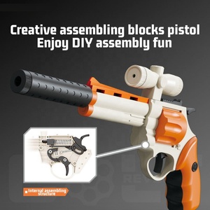 DIY組み立てピストルおもちゃ銃セット子供用ショットガン弾丸ランチャーシミュレート手動リボルバーサイレンサー付き - Product Image 3