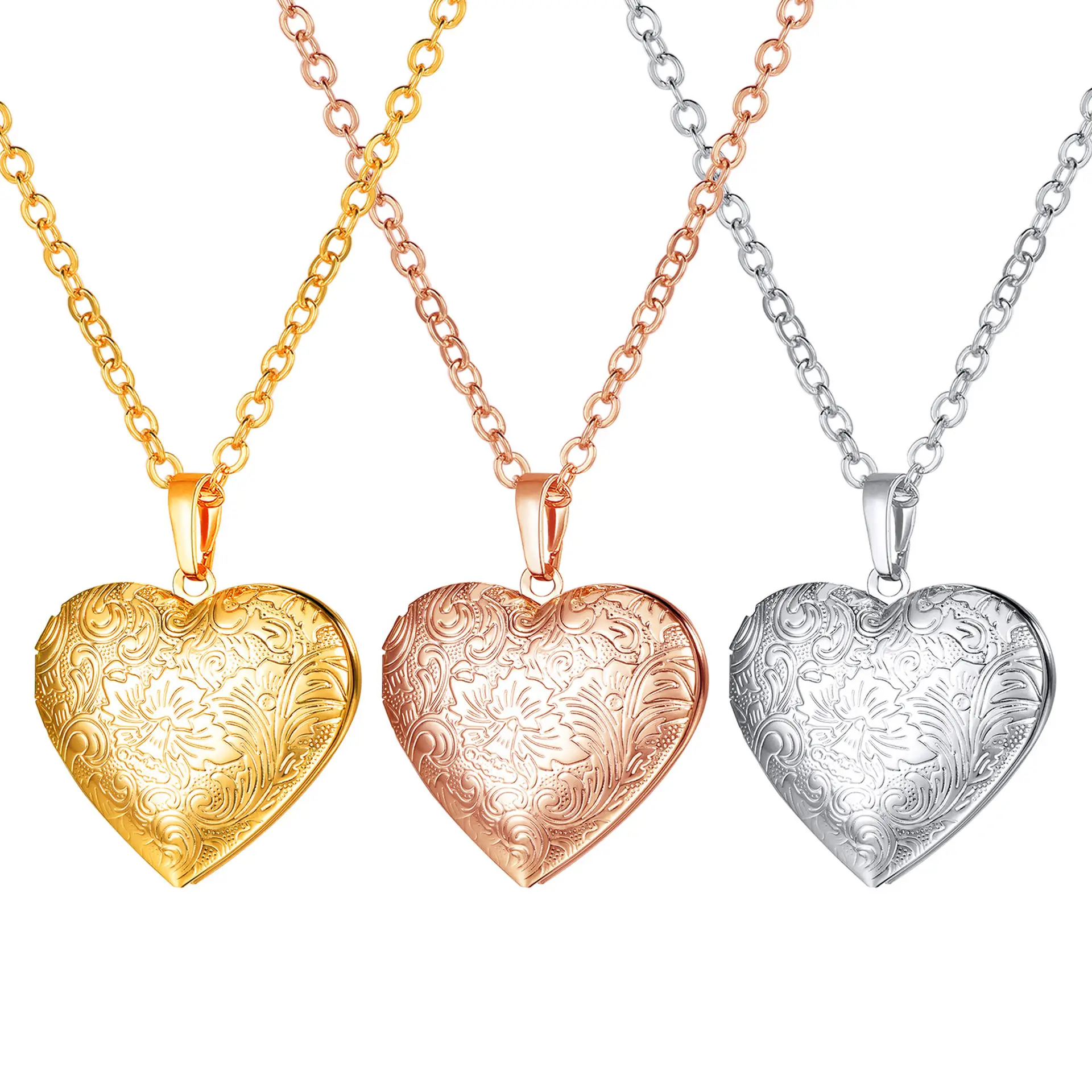 Collana con medaglione a cuore personalizzato Jachon che contiene foto regalo iniziale di dichiarazione di collane con immagine a cuore d'amore