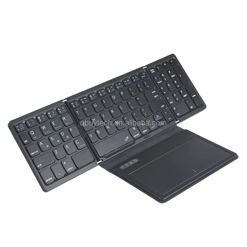 Keyboard lipat Bluetooth nirkabel multifungsi, Keyboard Pad sentuh nirkabel, tombol Bluetooth lipat, Keyboard tiga BT lipat, Mouse Touchpad besar, Multifungsi