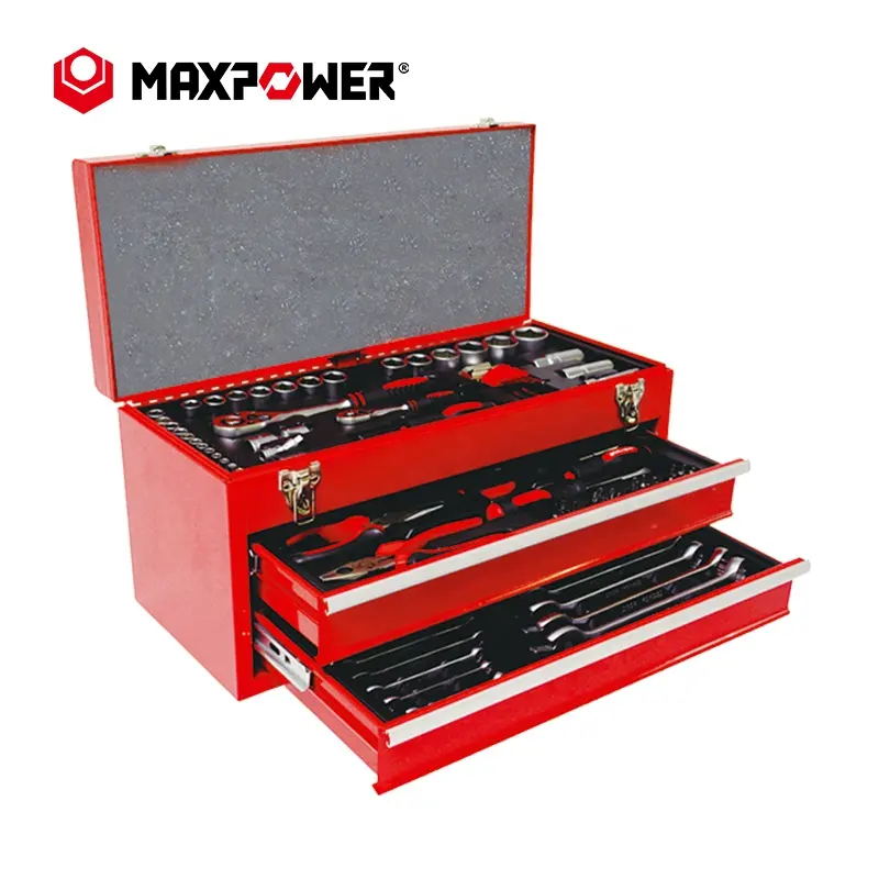 Maxpower 90pcs Socket Wrench 3-Layer Mechanics Tool Repair Case Full Household Hand Tool Set