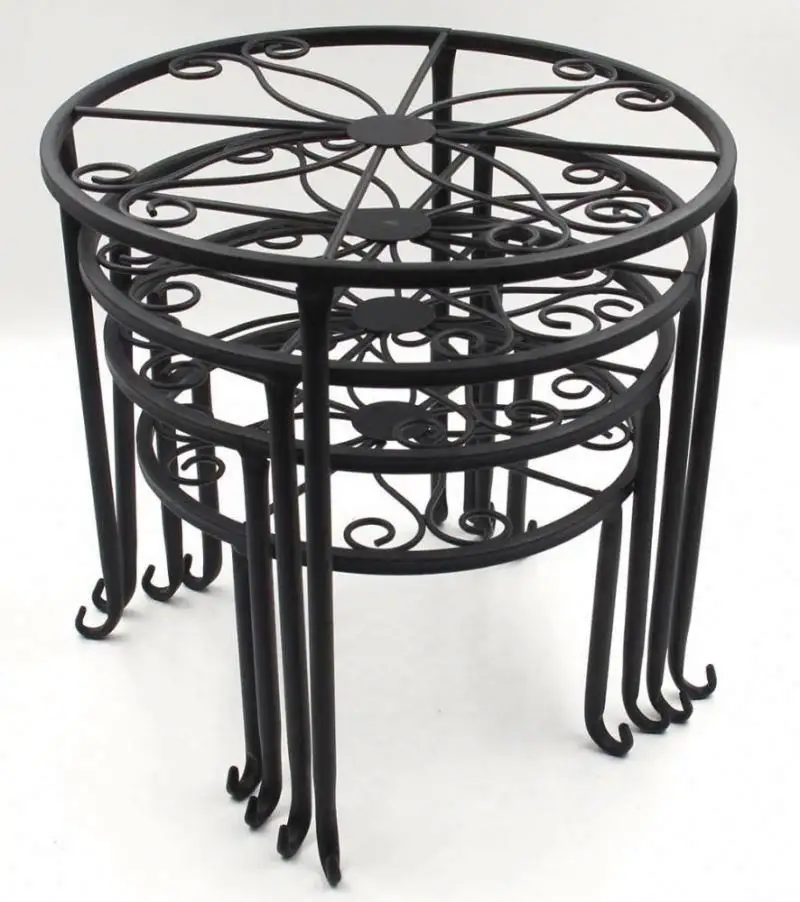 4 size garden flower pot rack black metal wire plant stand