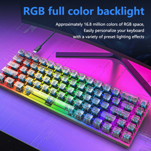 Wired Single-mode Mechanical <strong>Keyboard</strong> 68-key Transparent Keycap RGB Luminous Support Customized E-sports Gaming <strong>Keyboard</strong> - Product Image 3