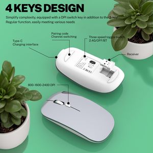 2,4G silencioso ajustable 1600 DPI compacto multidispositivo Bluetooths teclado y ratón combinados teclado y ratón inalámbricos - Product Image 5