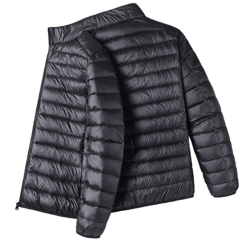 Chaqueta de algodón negra con cuello mao.