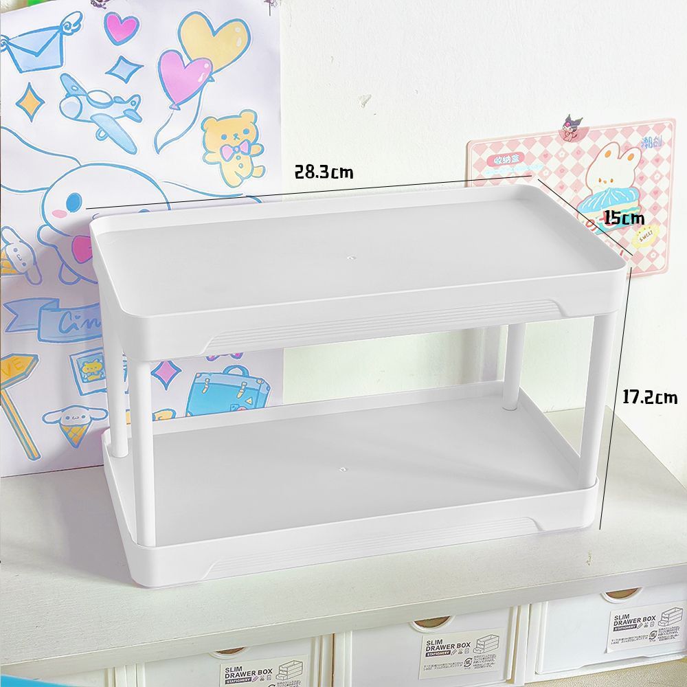 Estante de almacenamiento de doble capa - tamaño pequeño, blanco