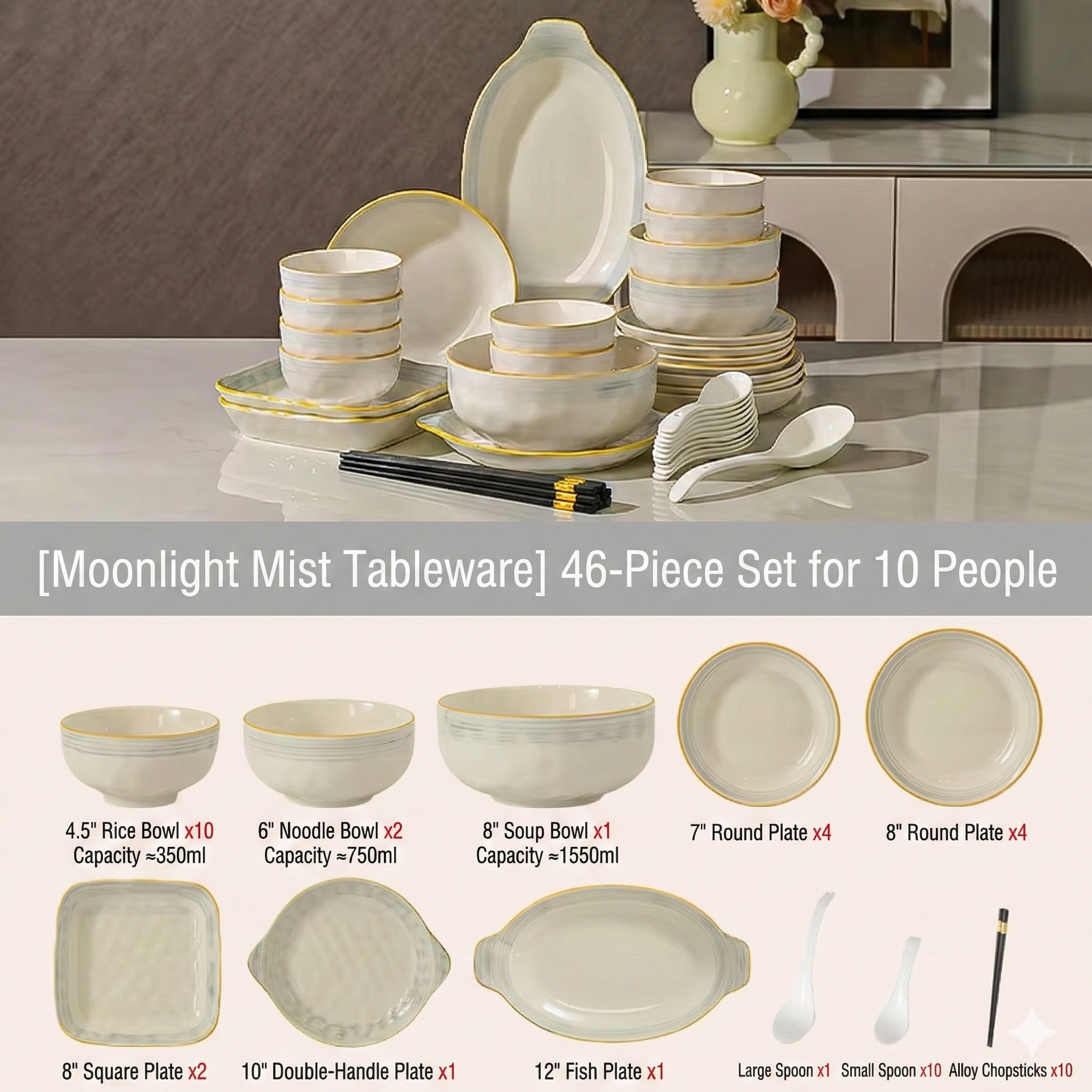 46-piece set for 10 people