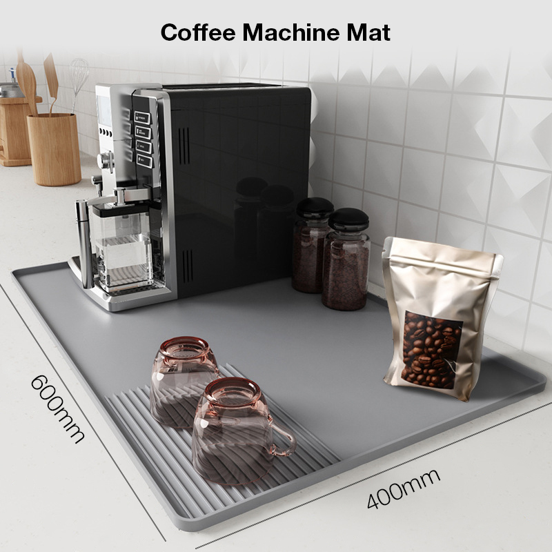 gray coffee machine mat