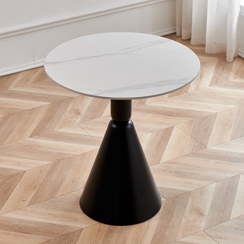 60 diameter round table-snow mountain white-black feet-bright ro