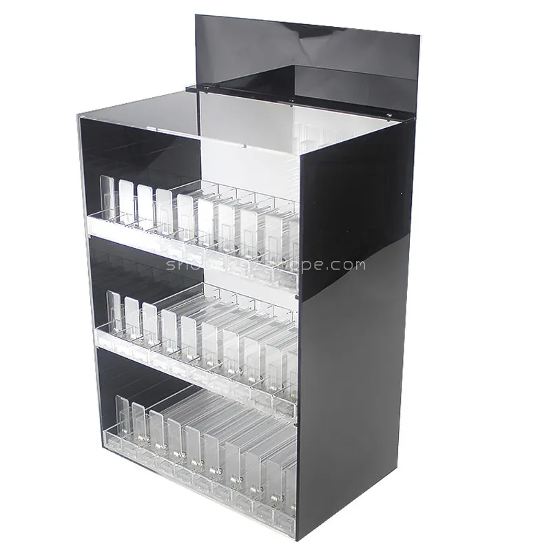 Pas cher Vernis À Ongles Affichage Acrylique Verrouillage Cabinet Cosmétique Cas Lucite Verrouillage Vitrine Pour Le Magasin