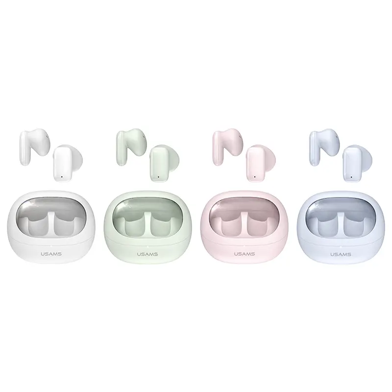 USAMS nuevo diseño transparente moda Cancelación de ruido BT5.3 auriculares deportivos auriculares inalámbricos para teléfonos móviles