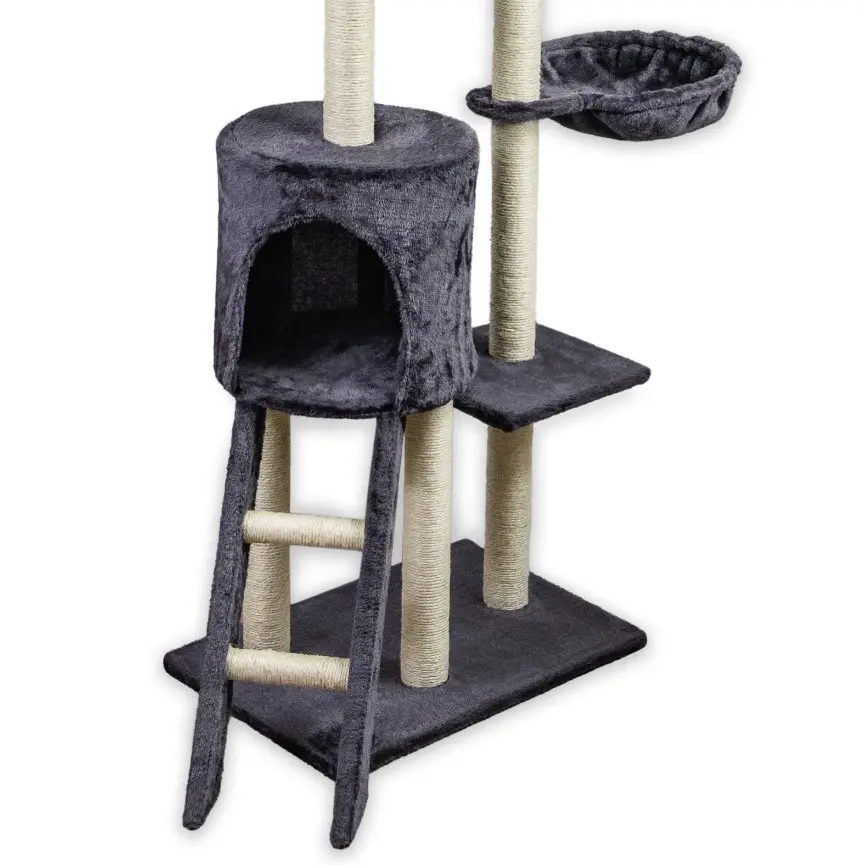 Kedi ağacı, 140cm kedi çizik mesajları çok seviyeli istikrarlı tırmanma kulesi ağaçları ile merdiven, kapalı Pet aktivite mobilya oyun evi