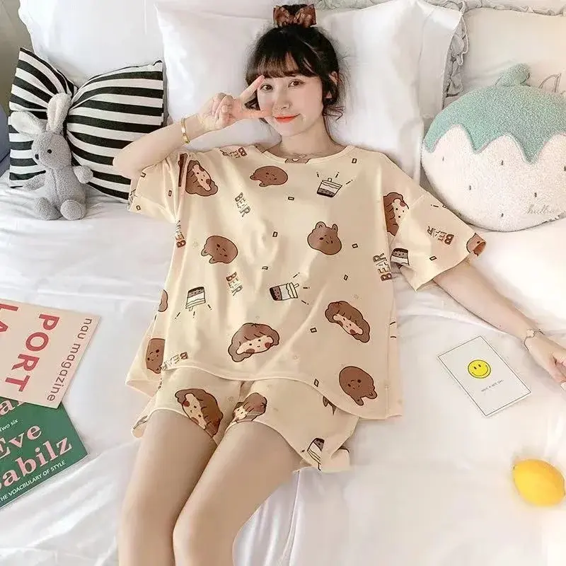 Nuevo estilo de ropa de dormir pijamas de dibujos animados para mujeres pantalones largos de manga larga primavera otoño Loungewear moda para adultos ropa interior