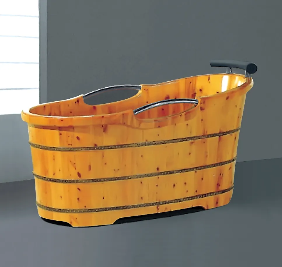 Vasca da bagno in legno di teak per sauna portatile da giardino da 1350mm con manico e cuscino posteriore per villa