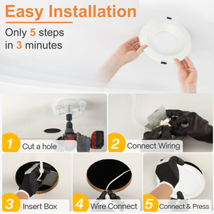 <strong>LED</strong> Recessed Ceiling Light with Junction Box White 4' 9W Baffle <strong>LED</strong> Panel Light Downlight High Brightness Easy Installation - Product Image 4