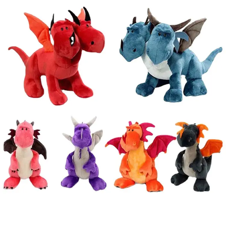 Jouets en peluche dinosaure à double tête 35CM, poupées en peluche en carton, Dragon à deux têtes pour enfants, cadeau pour garçons