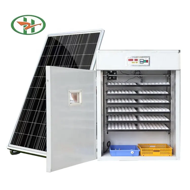 Incubadora para aves de galinhas codornas, máquina automática de incubadora com sistema solar, 1056 ovos