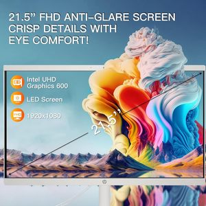 HP 21.5 için "FHD parlama önleyici masaüstü bilgisayar günlük kullanım All-in-One ömür boyu Win 11 Pro kavisli ekran 16GB Video bellek HDD İngiltere - Product Image 2