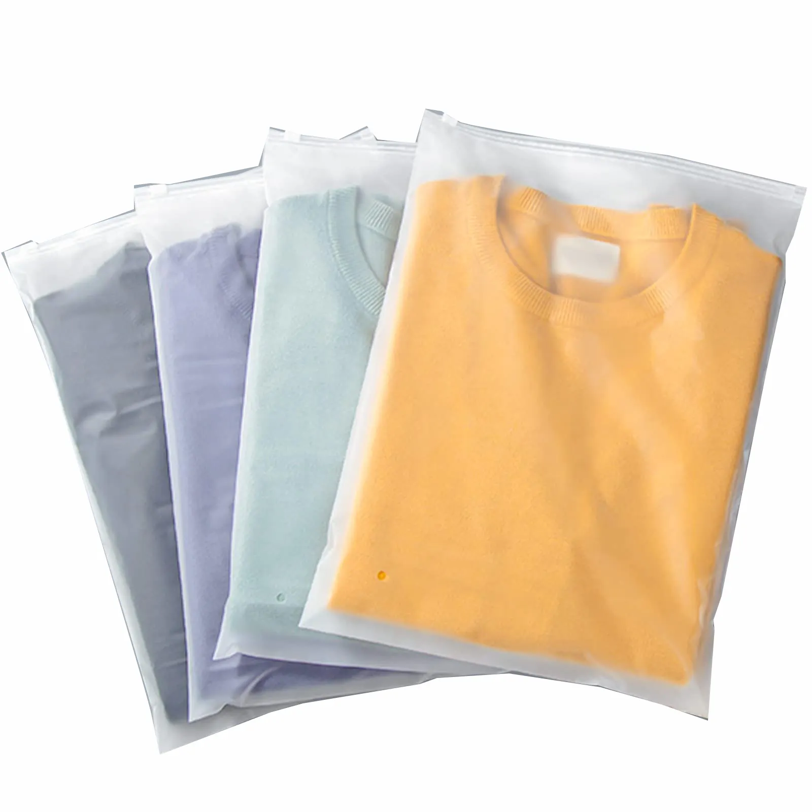 Atacado 3 mil plástico fosco zíper plástico transparente camiseta documentos roupas saco sacos de embalagem para roupas