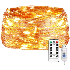 Alambre de cobre alambre Hada 10m 100Led impermeable IP65 control remoto cadena led luces led usb de cobre luces de cadena - Product Image 1