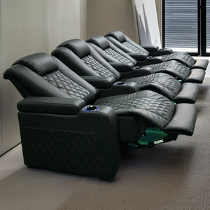 Moderner Single Home Theater Stuhl Echtes Leder Power Recliner Schlafs ofa mit verstellbarer Kopfstütze & Getränke halter für Wohnzimmer - Product Image 3