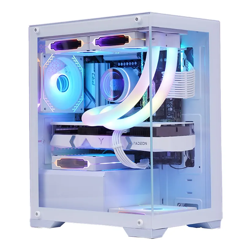 2023 vendita calda fabbrica OEM Custom Computer PC Case Gaming ATX custodie e torri armadio in vetro temperato con ventola RGB per gioco Desktop