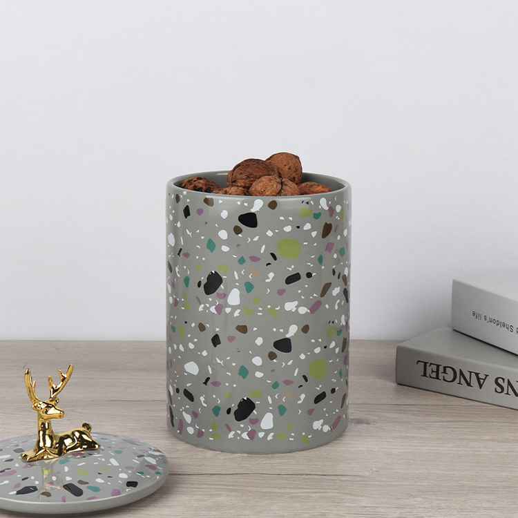 Customization nordic creative ceramic kitchen storage jar living room coffee table light luxury home decoration sealed storage