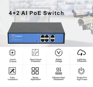 T-shield Factory Oem/ODM Poe Network Switch 4 8 16 24 Port 10/100M Ethernet Fiber Switch Poe Switcher Detección inteligente