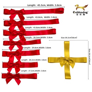 Cinta de satén de colores sólidos o con logotipo personalizado impreso, lazo ajustable preatado con lazo elástico para caja de regalo, 196 - Product Image 6