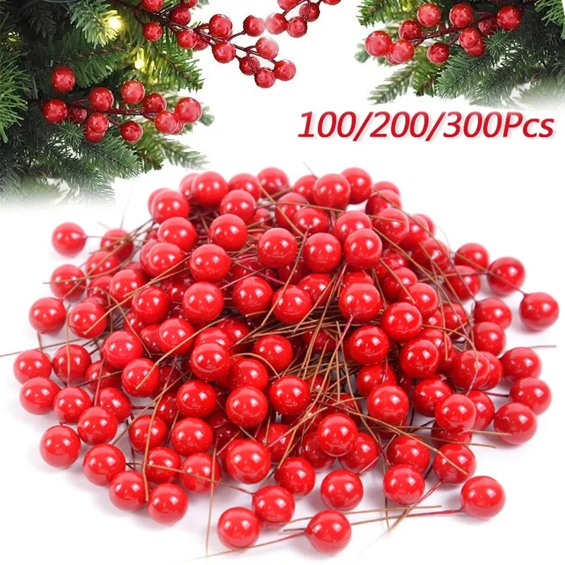 100 шт. искусственные цветы, маленькие ягоды, вишня, Подарочная коробка для свадебной вечеринки, Рождественский венок «сделай сам», украшения для дома