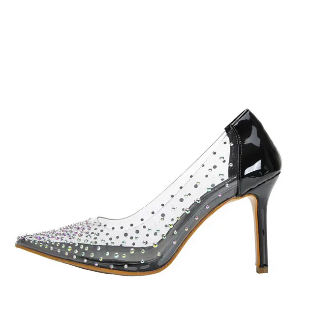 Zapatos de tacón alto para mujer, stiletto de cristal transparente, sexy