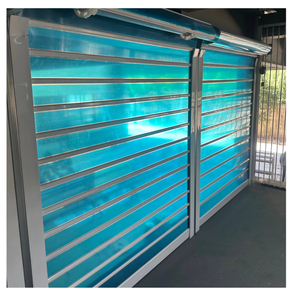 Hiện đại trong suốt Poly Carbonate Con lăn màn trập cửa cho thương mại bên ngoài cửa hàng bán lẻ nhập nhập cửa siêu thị cán - Product Image 1