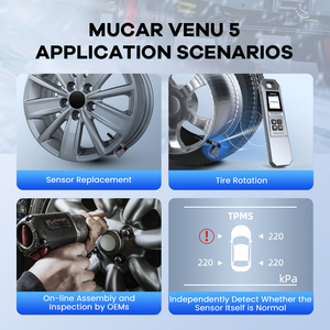 4 unids/set MUCAR VENU 5 TPMS Sensor Monitor de presión de neumáticos de coche probador 315MHz y 433MHz herramienta de reparación de neumáticos aprendizaje/activación/programación - Product Image 6