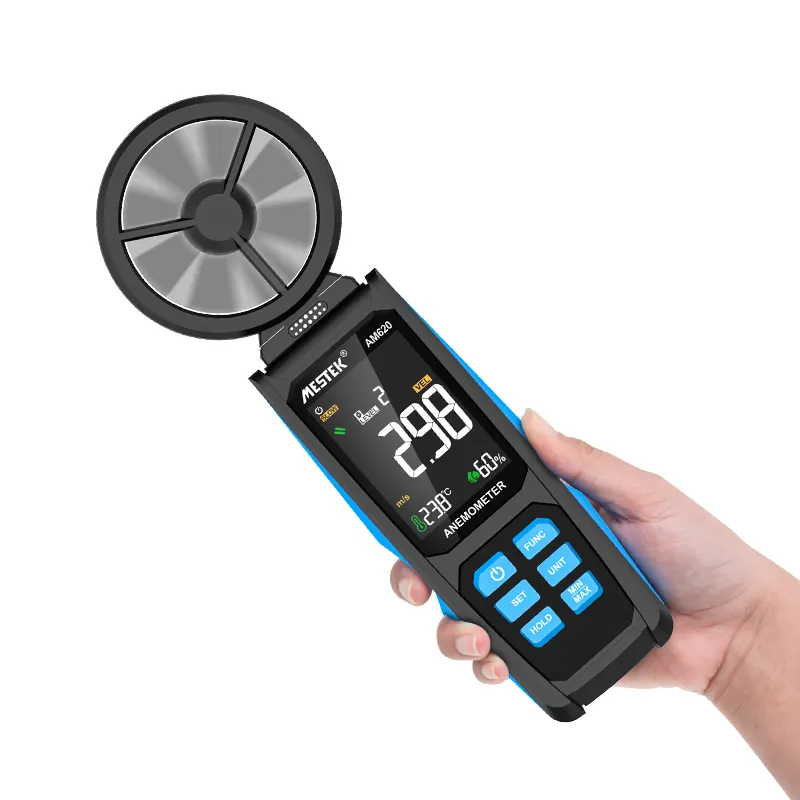 AM620 Auto Testing Digital Anemometer Mini Size 0.8-30m/s Air Temperature Wind Speed Meter Low Price Speed Measuring Instrument