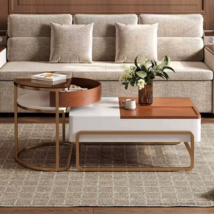 โต๊ะกาแฟโลหะสีทอง LD903ทันสมัยสำหรับห้องนั่งเล่นโต๊ะกระจกทรงสี่เหลี่ยม - Product Image 2