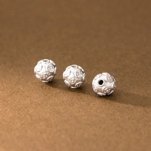 7-12MM S999 Pure Silver 3D Coin <strong>Pattern</strong> Round Spacer <strong>Beads</strong> Handmade DIY <strong>String</strong> Weaving Rope <strong>Beads</strong> for Bracelet - Product Image 4