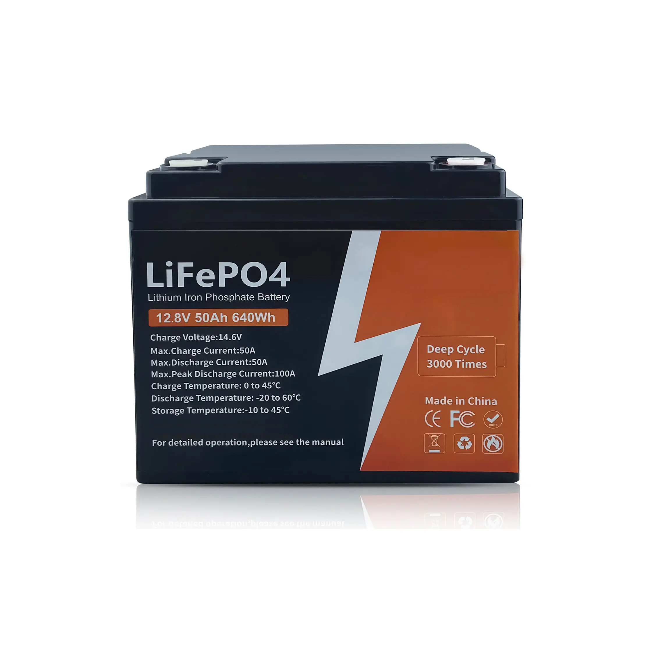 Batterie LifePO4 prix d'usine 12.8V 50Ah pour batterie de stockage à domicile 50Ah 12V
