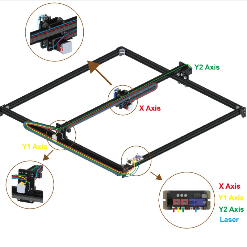 Máquina De Corte De Madeira De Plástico CNC Laser Gravação 3D DIODE Impressora De Madeira Router De Madeira Pulsado Fábrica Área De Trabalho 100x100cm