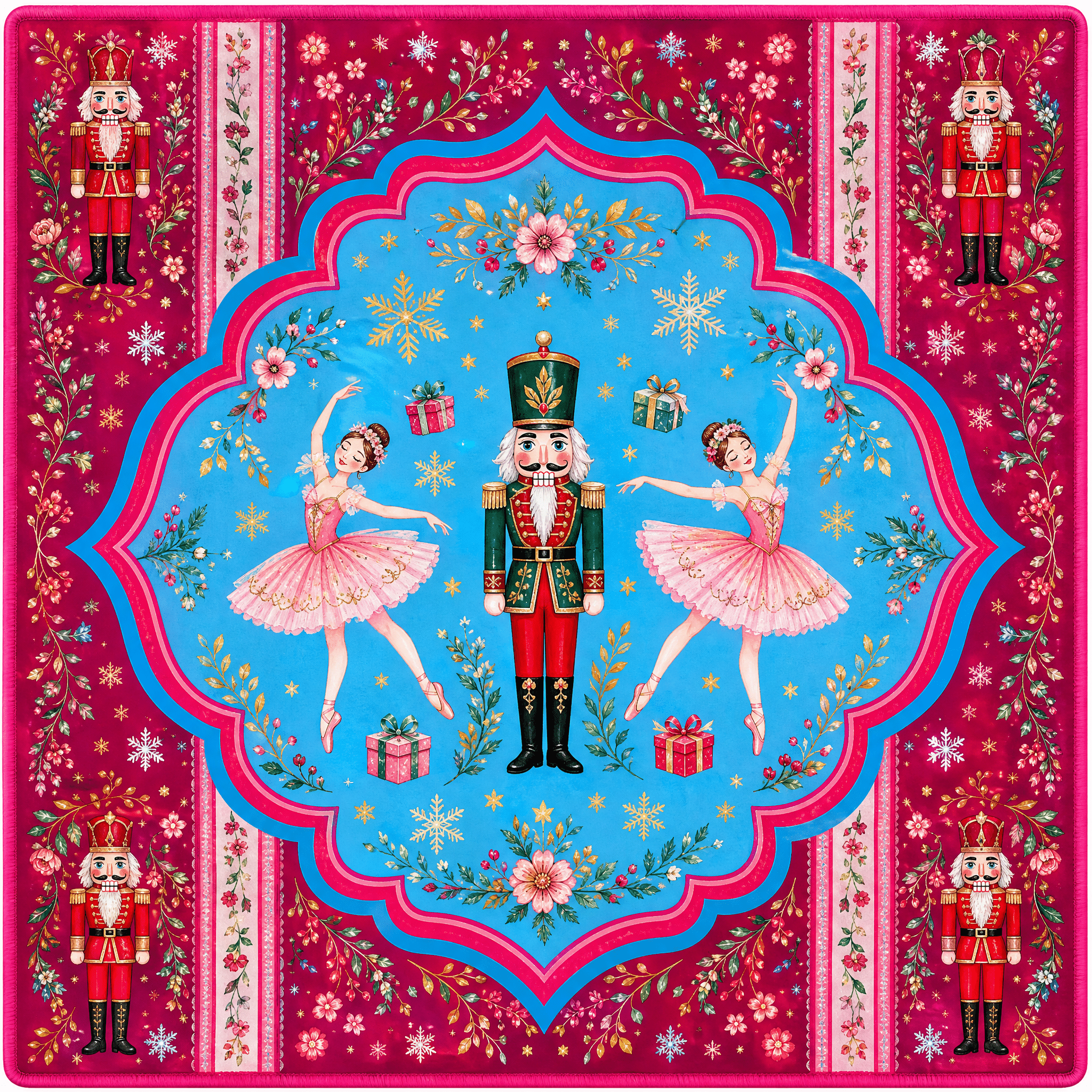 Red Roral Blue Nutcrackers